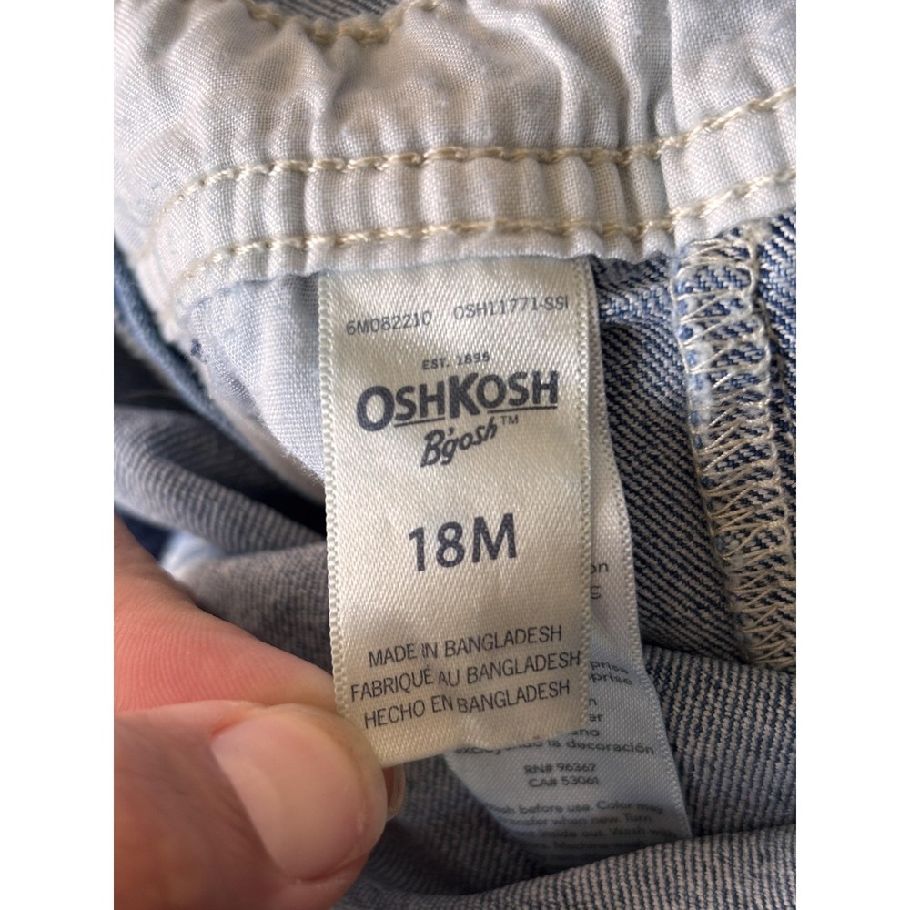 OshKosh B'gosh Denim Bib Overalls Boys 12-18 Months Blue Snap Pockets Cargo - Picture 5 of 5